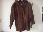 LADIES TAN suede parka coat,  Size 16 only worn twice.....