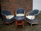 3 CANE chairs plus matching table,  In good condition.....